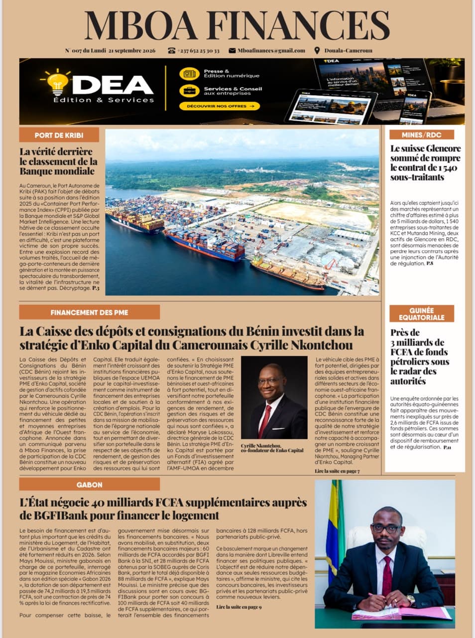 Image de la une du journal